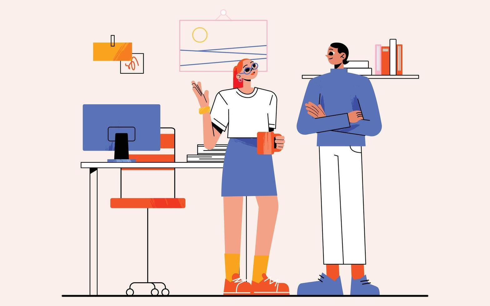 business man working in office the partner concept vector