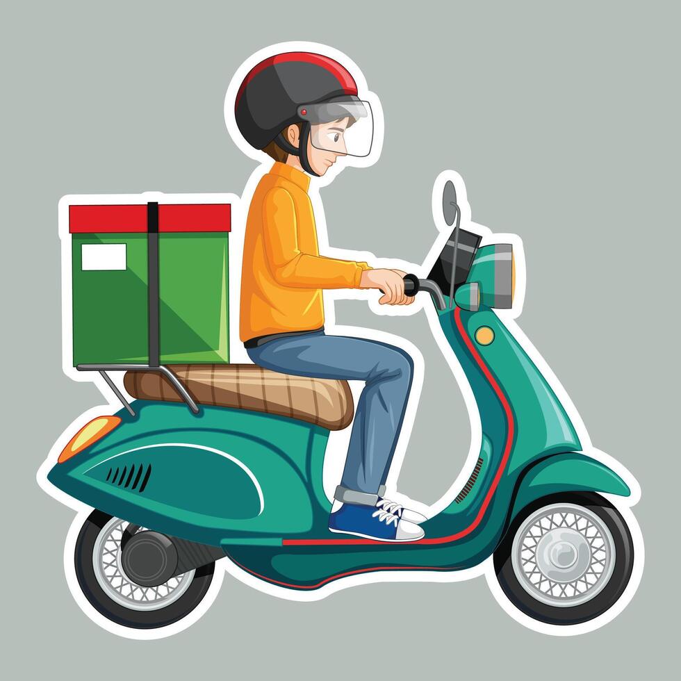 fast free delivery with bike man courier vector