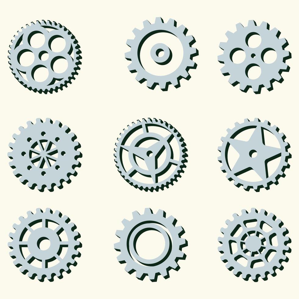 different gear collection machine vector