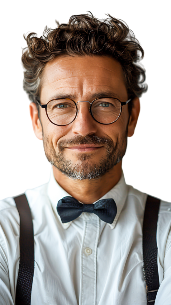 A man with glasses and a bow tie is wearing a bow tie png