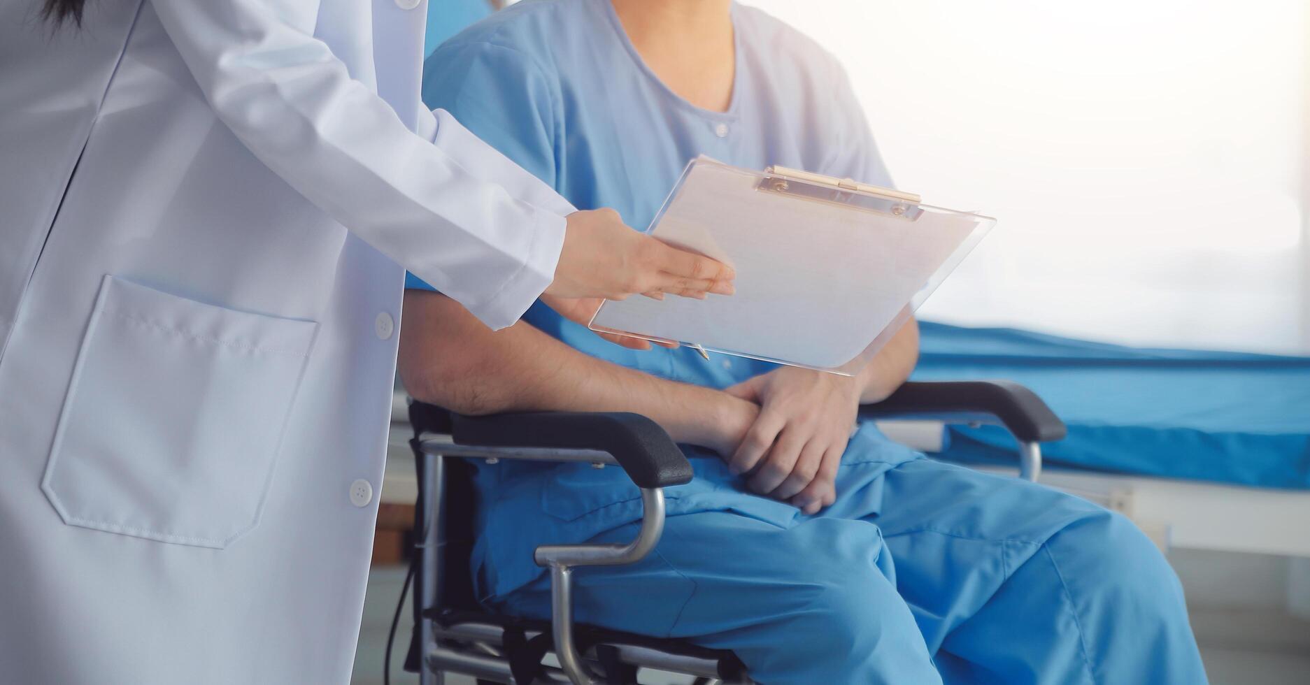 Female doctors who treat patients make an appointment to listen to the results after a physical examination and explain medical information and diagnose the disease. Medical concepts and good healt. photo