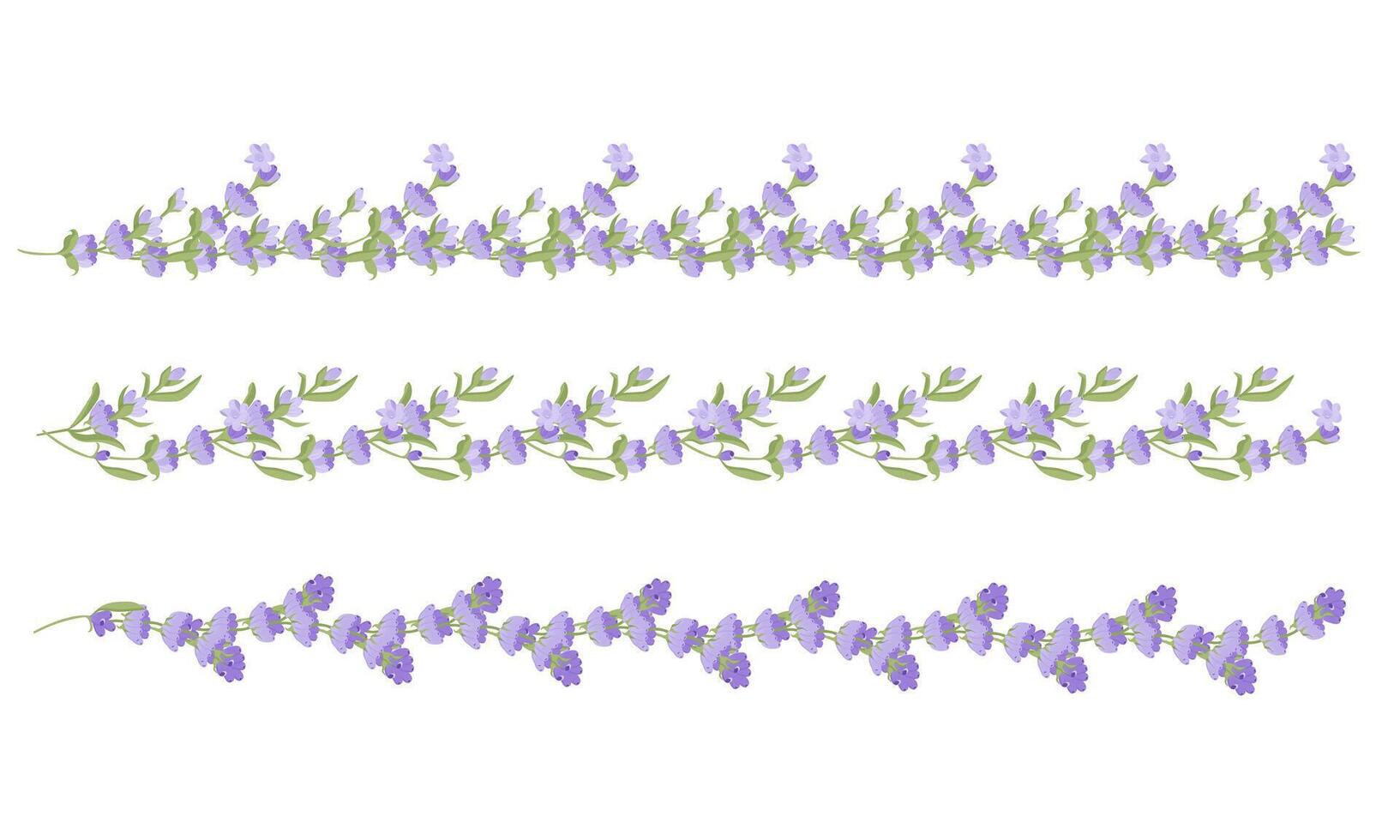Set of decorative borders of lavender flowers for your design. illustration on white background. vector