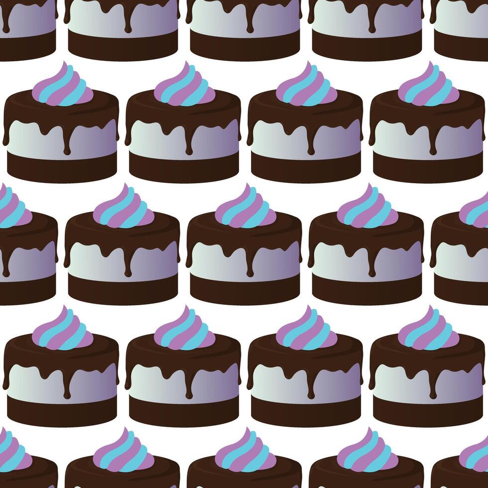Chocolate cake with butter cream. Seamless pattern. illustration. vector