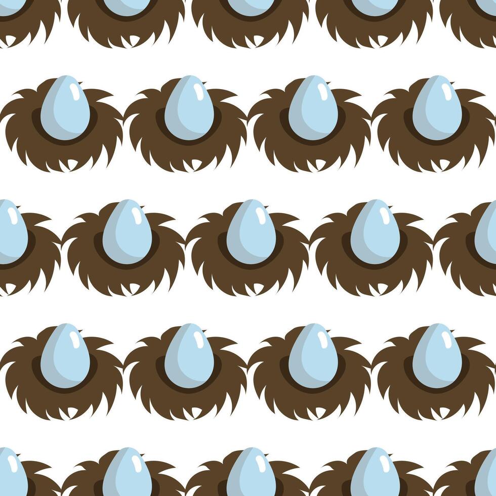 Bird's nest with eggs. illustration. Simple seamless pattern. vector