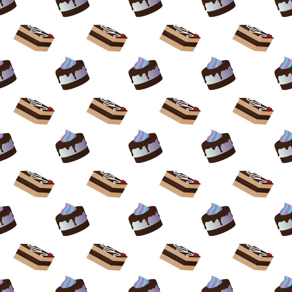 Chocolate cake with butter cream. Seamless pattern. illustration. vector
