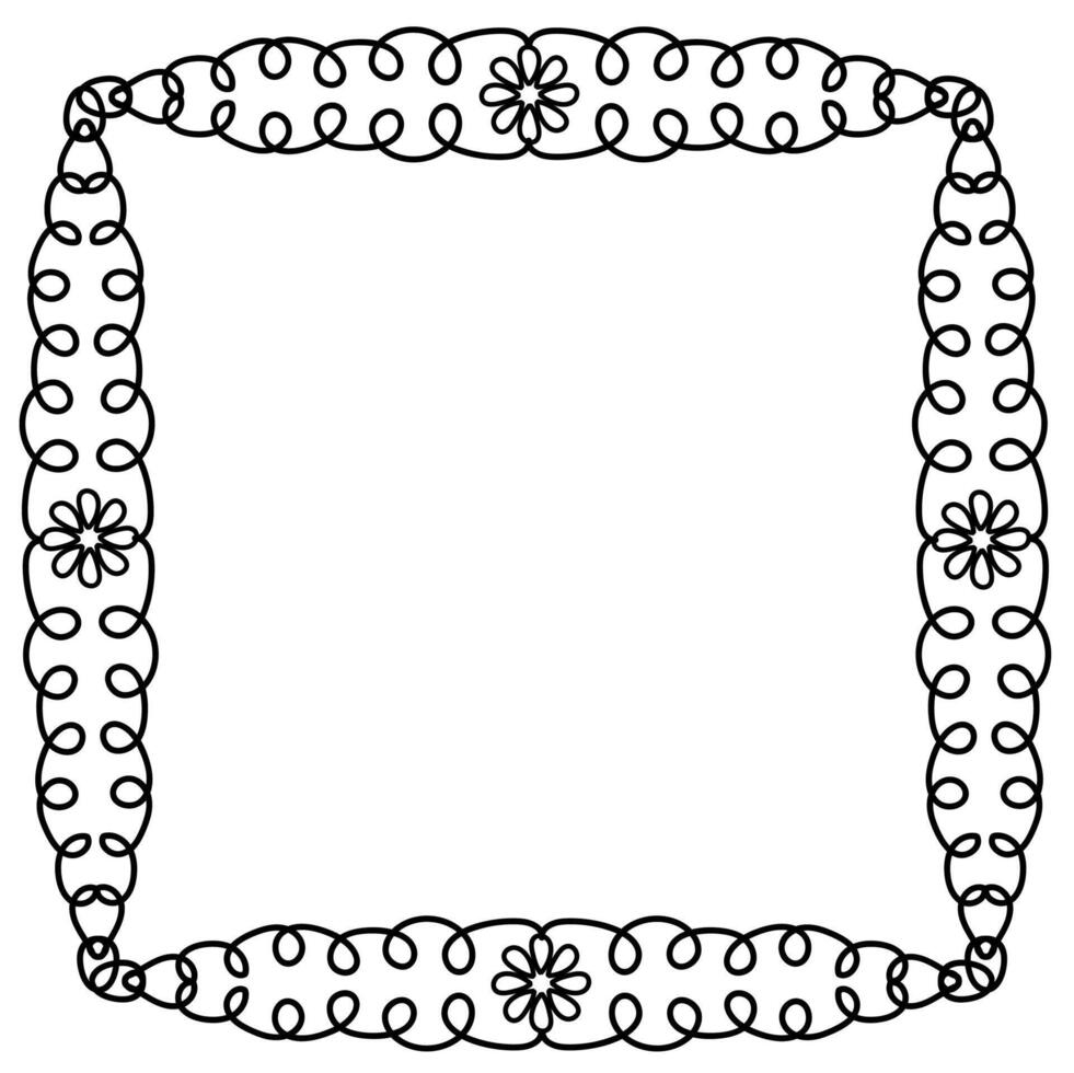 A rectangular frame in doodle style drawn with one line in black on a white background vector