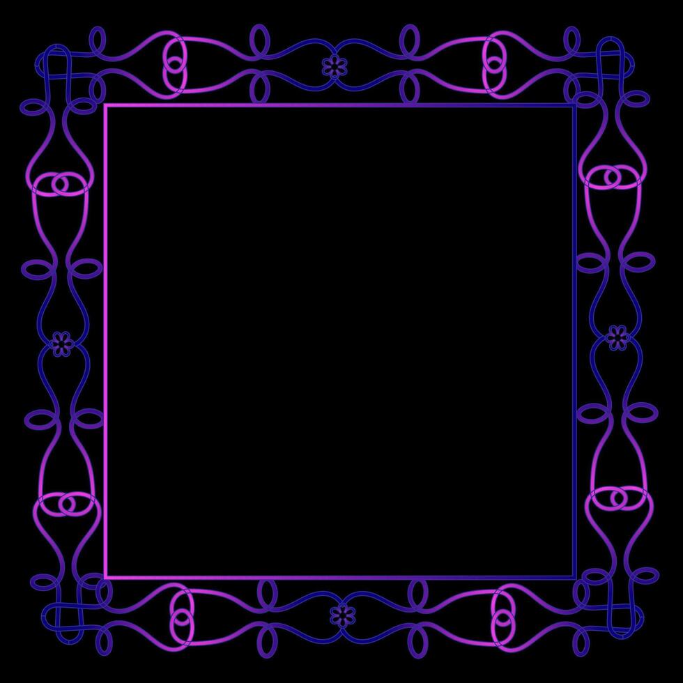 Beautiful quadrangular purple frame on a black background vector