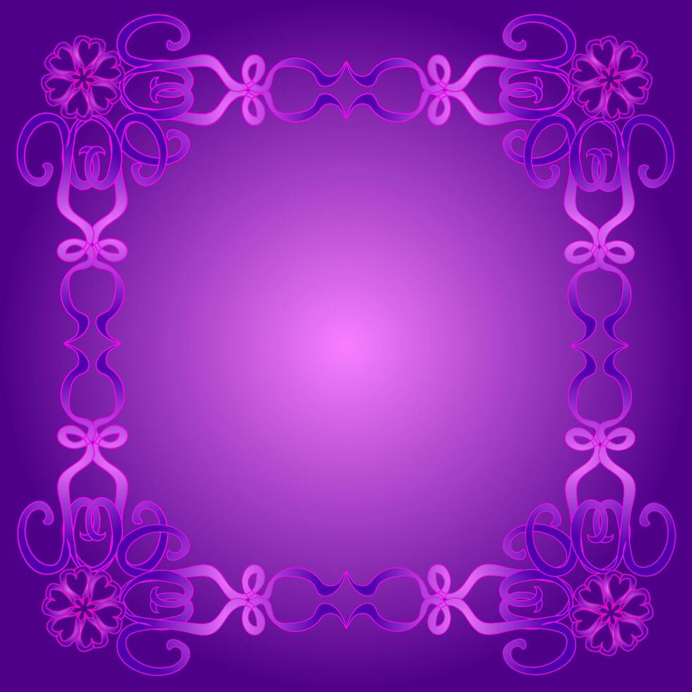 Beautiful curly rectangular frame on a blue background vector