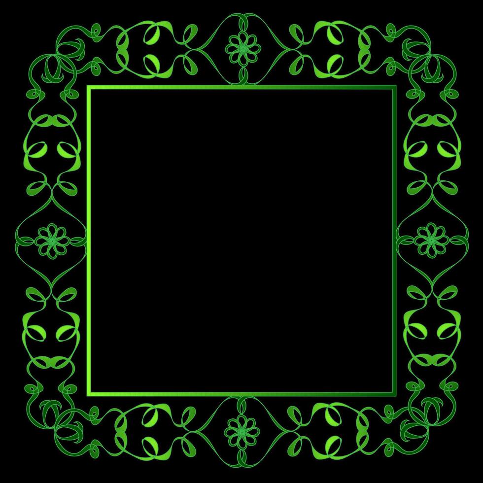 Beautiful rectangular green frame on a black background vector