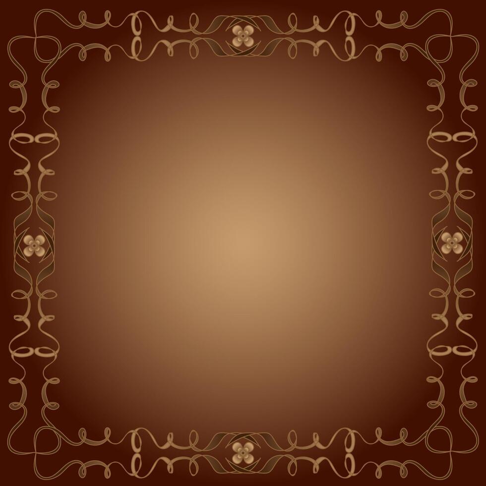 Beautiful patterned quadrangular frame on a brown background vector