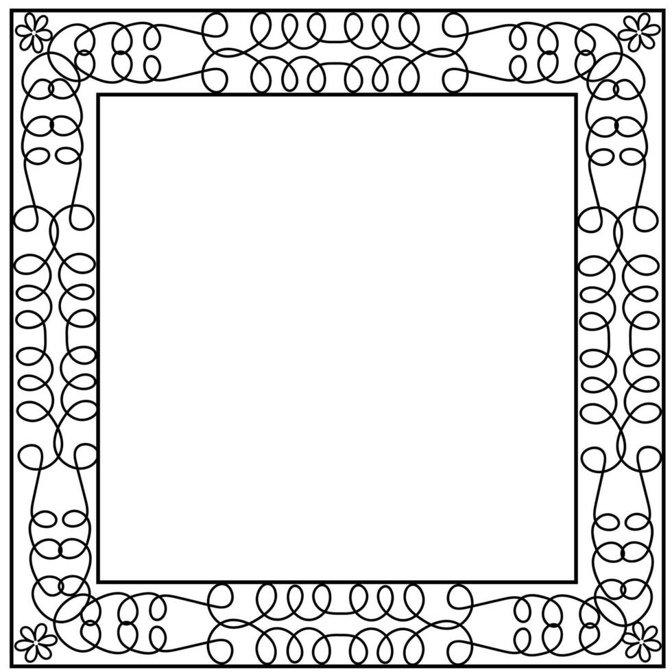 Square frame with doodle style pattern on white background vector