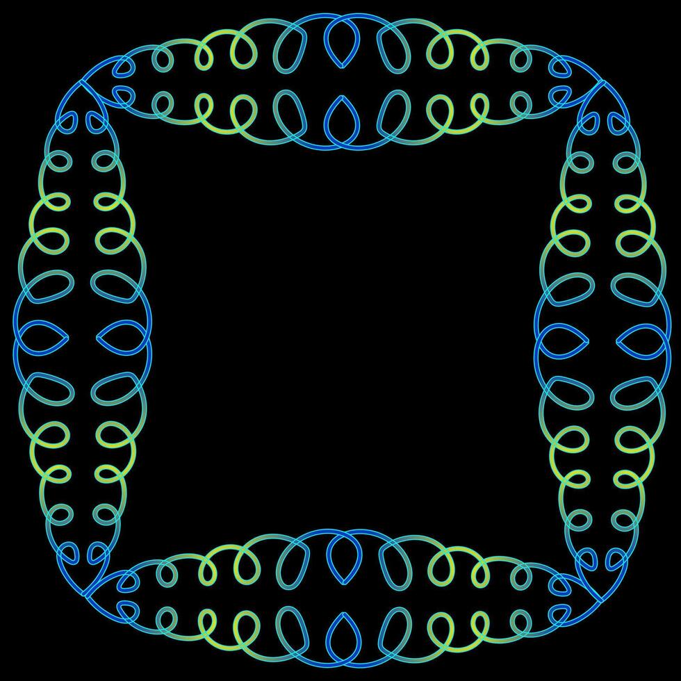 Quadruple frame in doodle style in blue and yellow colors on a black background vector