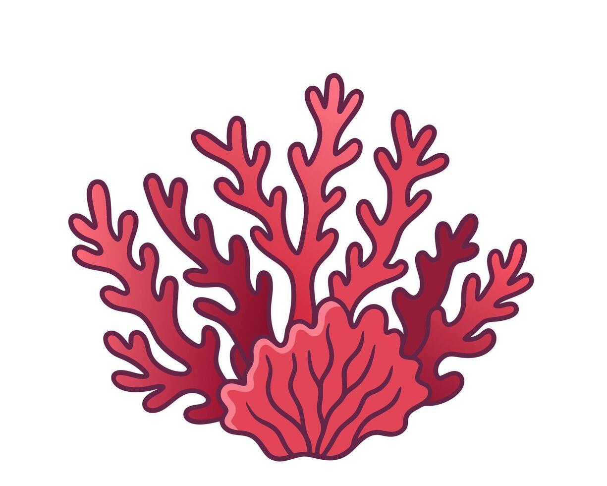 Sea corals isolated on white. Cartoon style illustration. vector