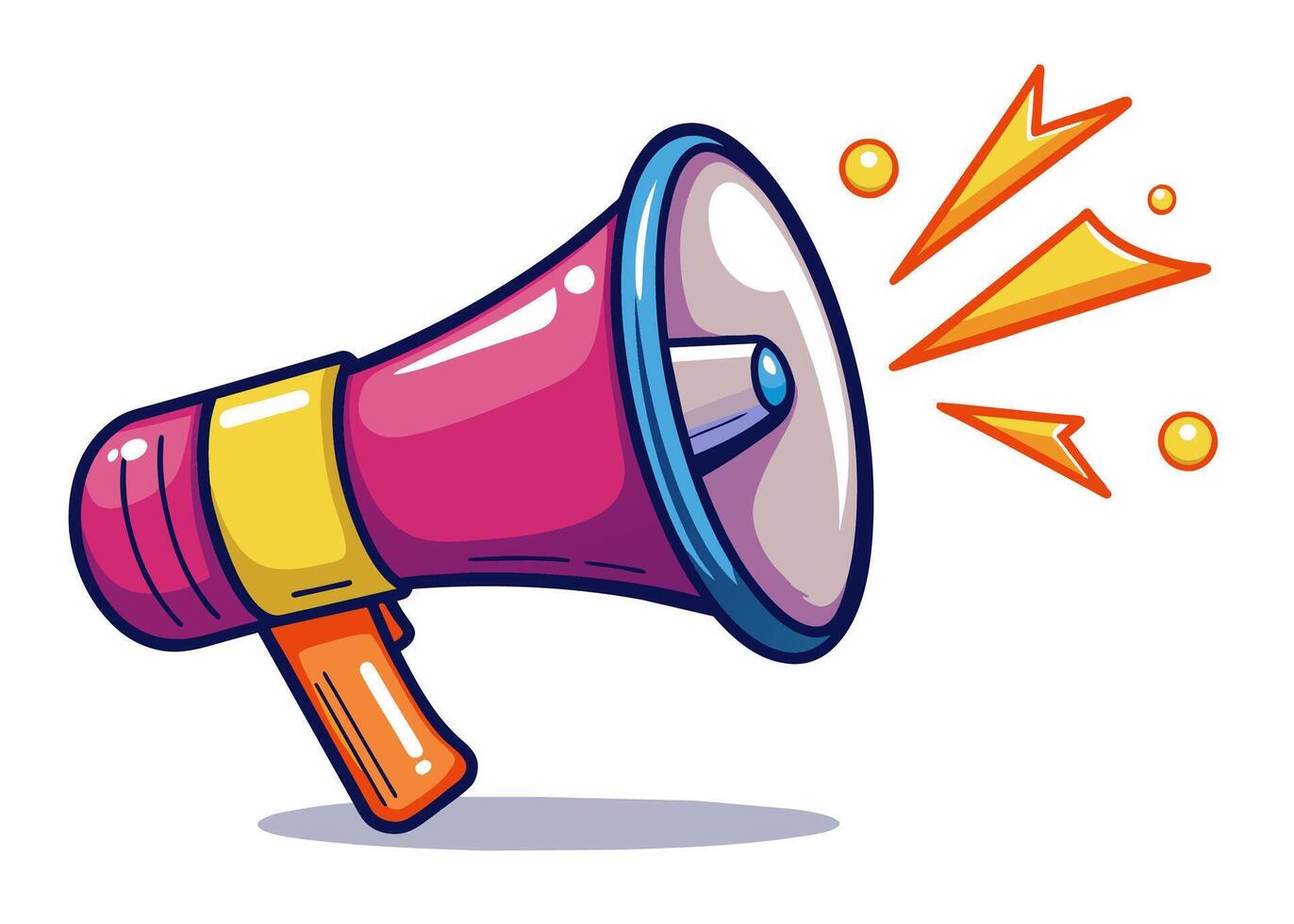 Shouting megaphone. Cartoon style loudspeaker. vector