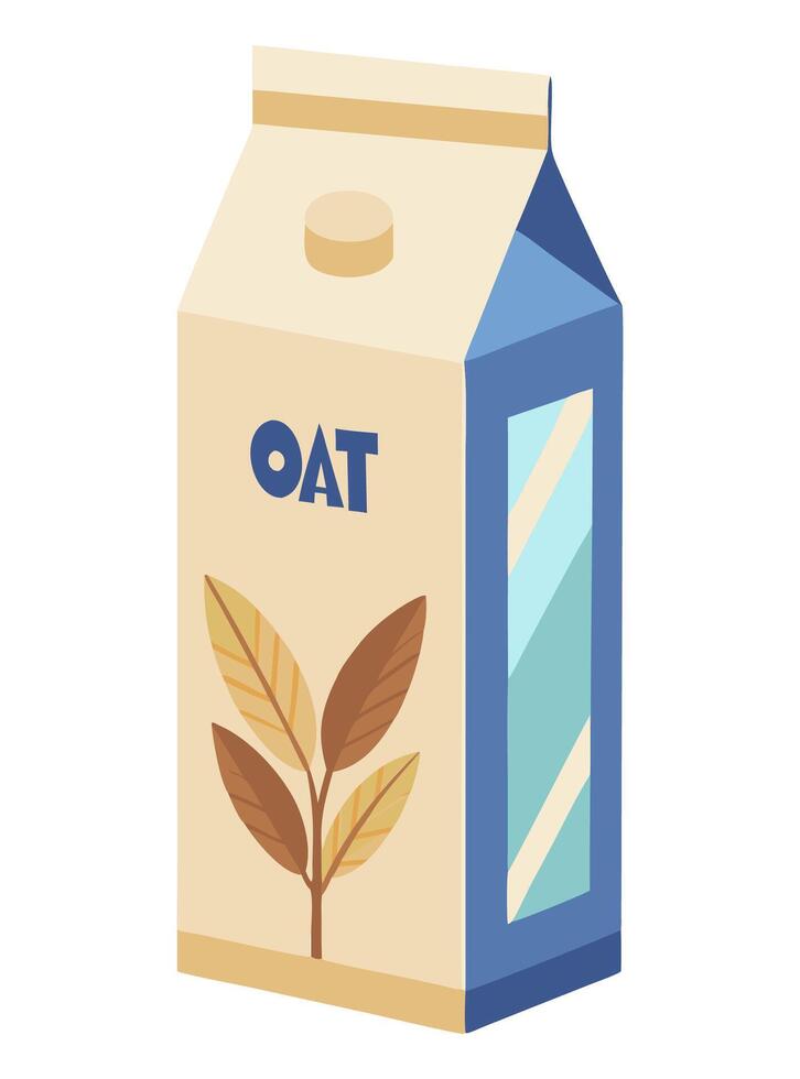 Pack of almond milk. Plant based drink. Cartoon illustration. vector