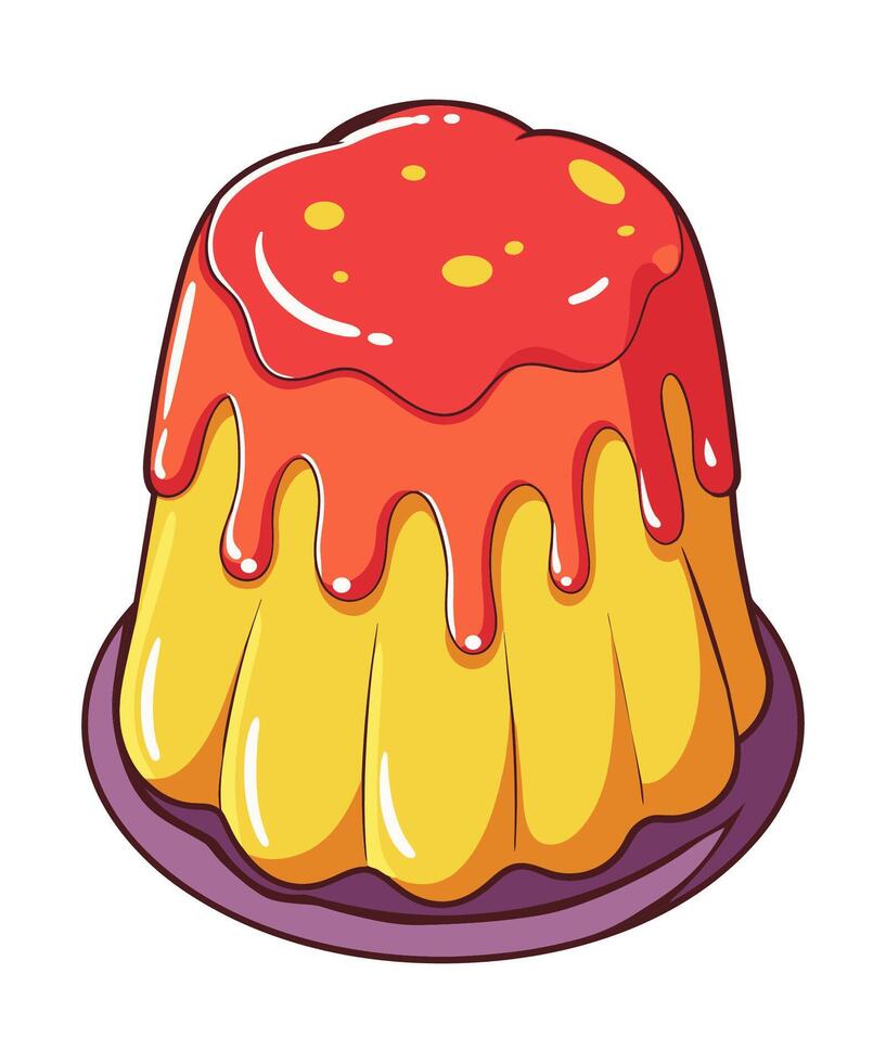 Hand drawn fruit and berry jelly. Cartoon style illustration. vector