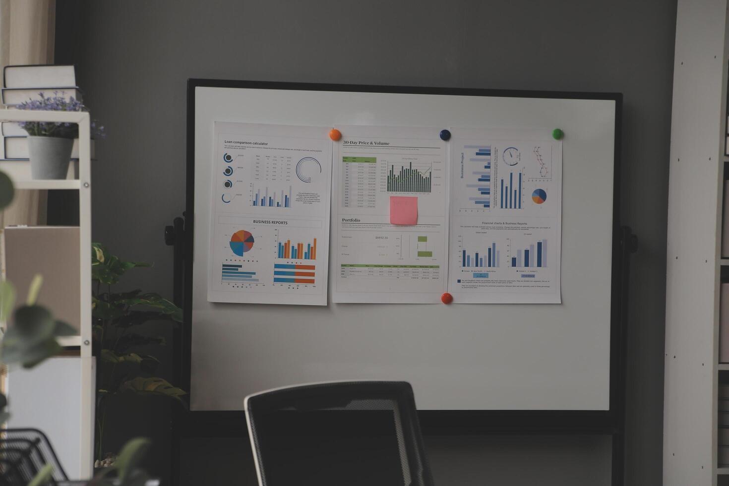 Team of business people working together in the meeting room office, teamwork background charts and graphs banner, double exposure successful teamwork,business planning concept. photo