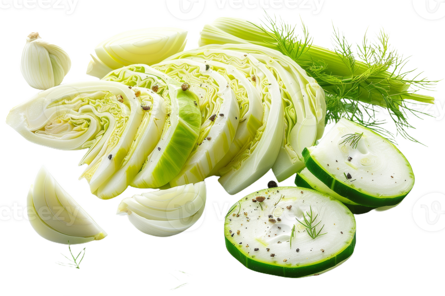 Sliced Cabbage and Fennel With Peppercorns png