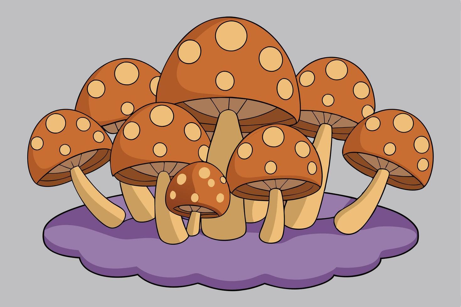 Mushroom Illustration Cartoon, Clipart, and Line Art Designs. Printable mushroom graphics cartoon, clipart, and line art designs for various uses vector