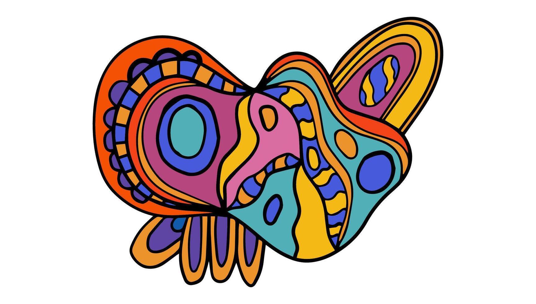 Creative fantasy doodle abstraction for coloring book, crazy surrealistic shape for card isolated on white. vector