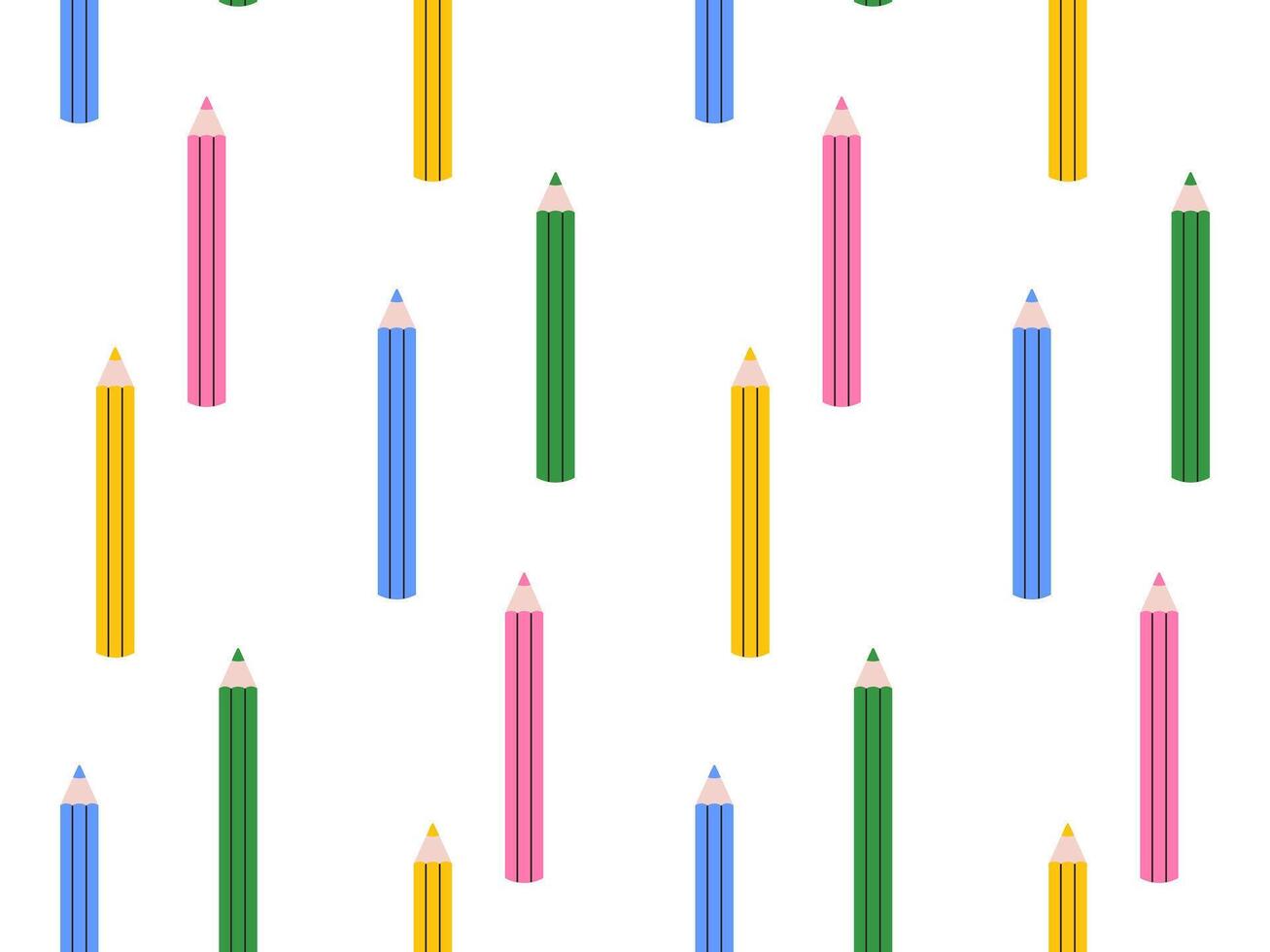 Seamless background with colored pencils. Bright pattern with stationery accessories for school vector