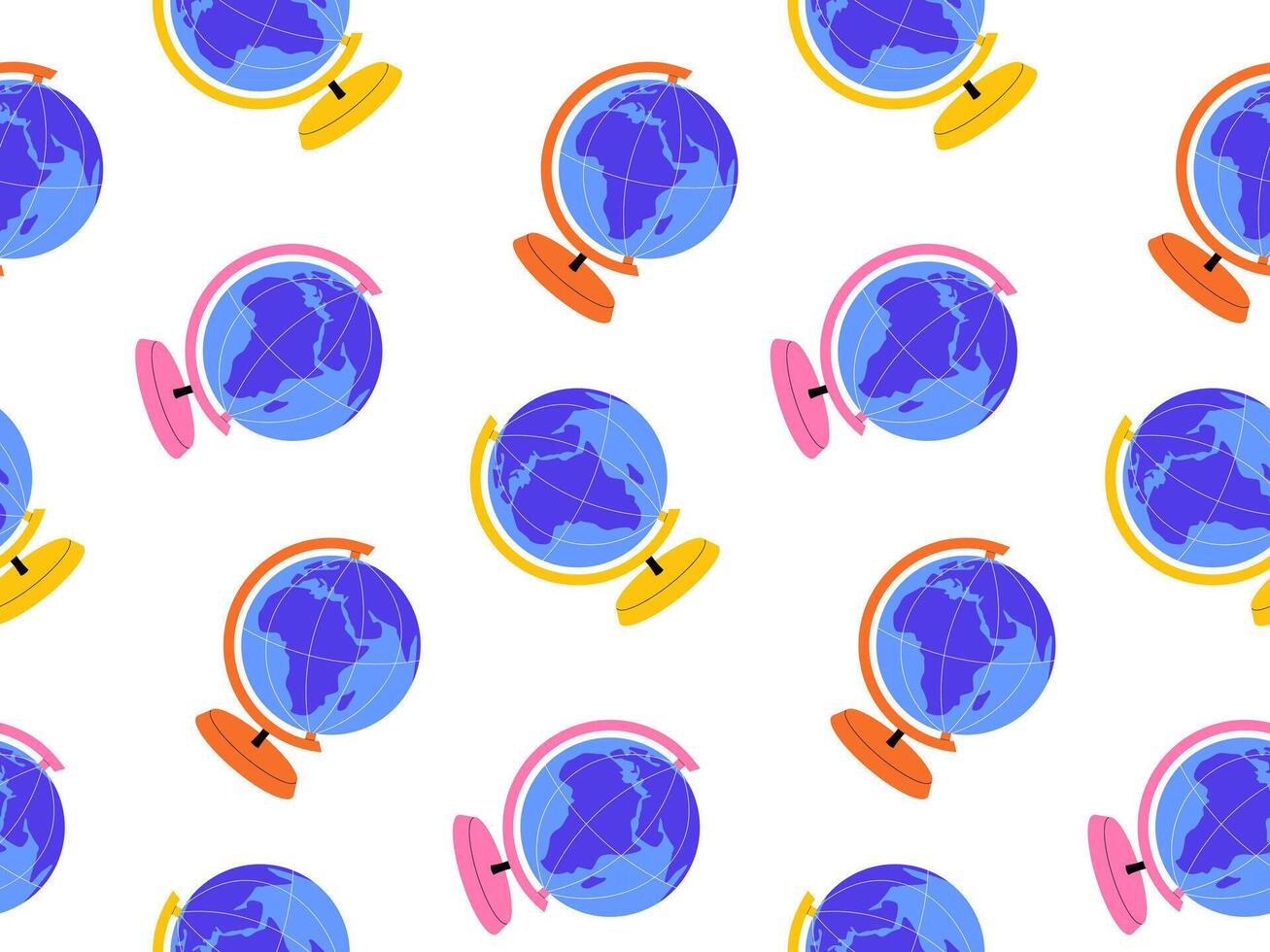 Seamless pattern with globe. Bright School background for geography vector