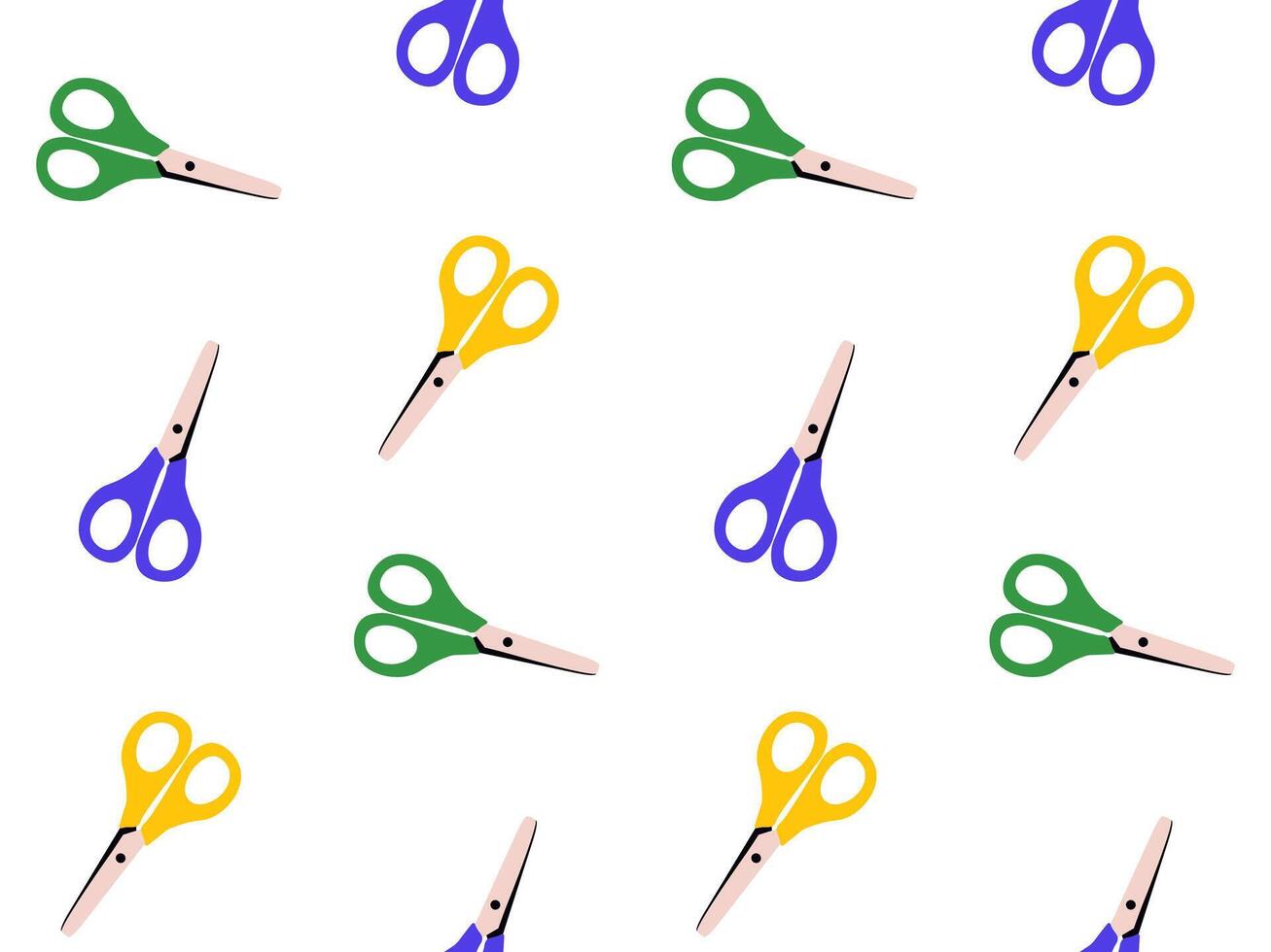 Seamless background with colorful scissors. Bright pattern with stationery accessories vector
