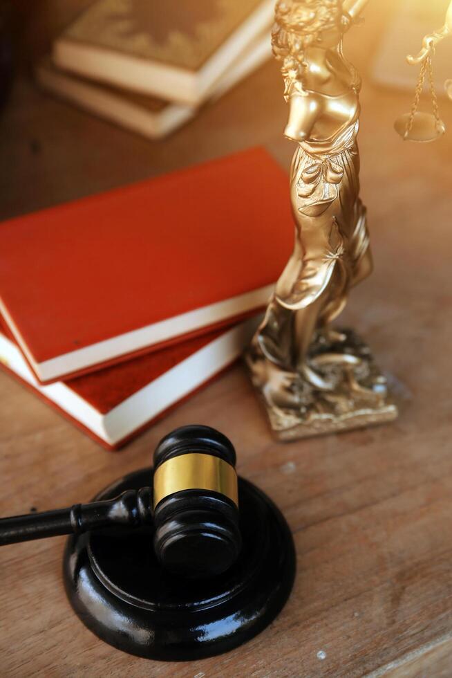 Lawyer, legal advisor, businessman brainstorming information on agreement details Business contracts in legal processing books for accuracy in contract documents. joint financial investment. photo