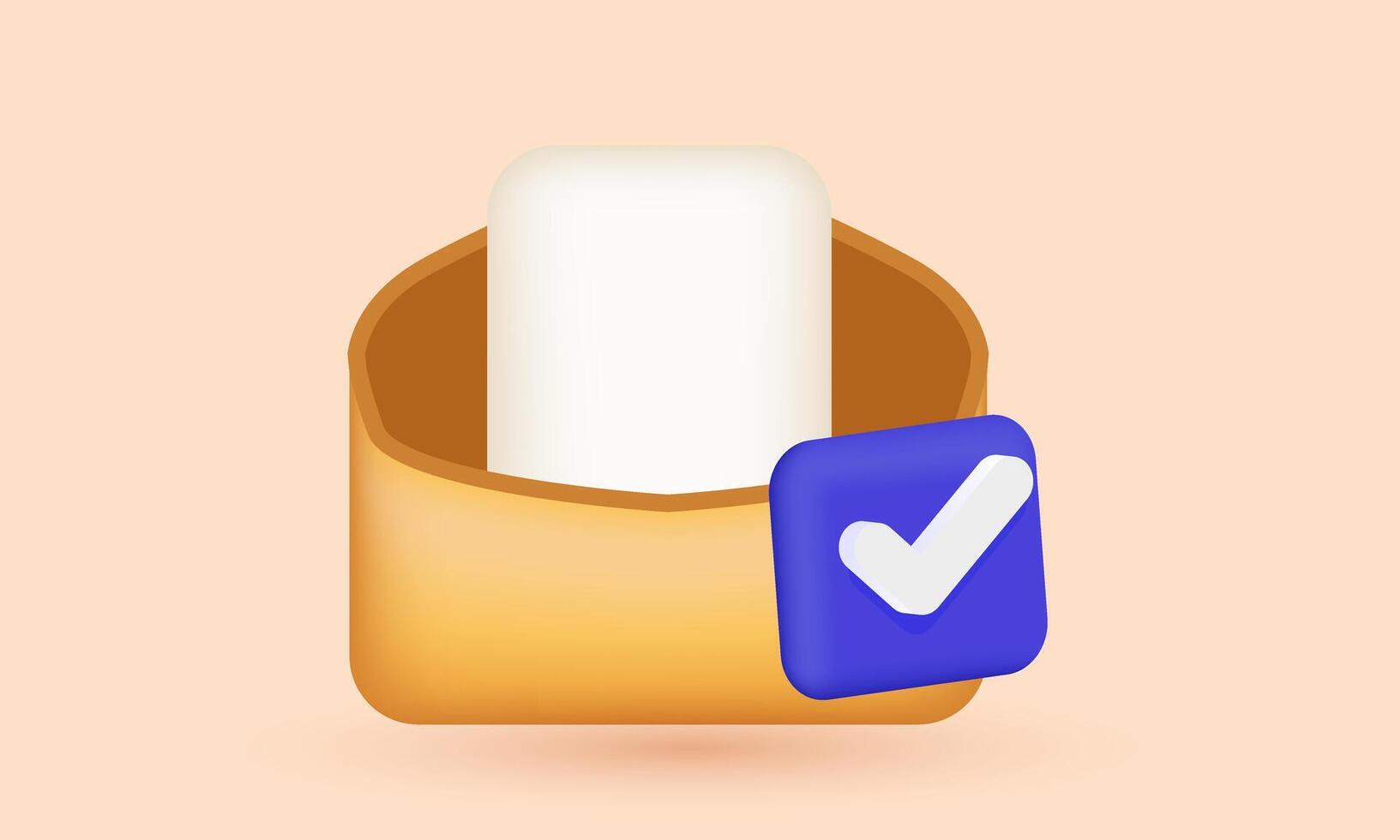 unique 3d realistic letter check mark confirmation open envelope new concept design vector
