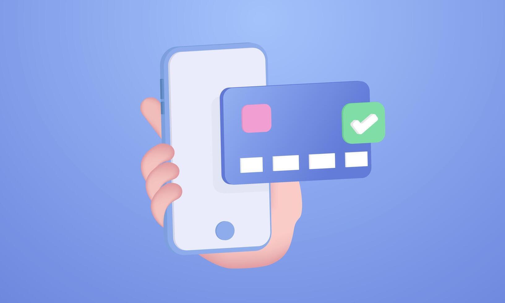 3d realistic credit card money financial security cartoon style design vector