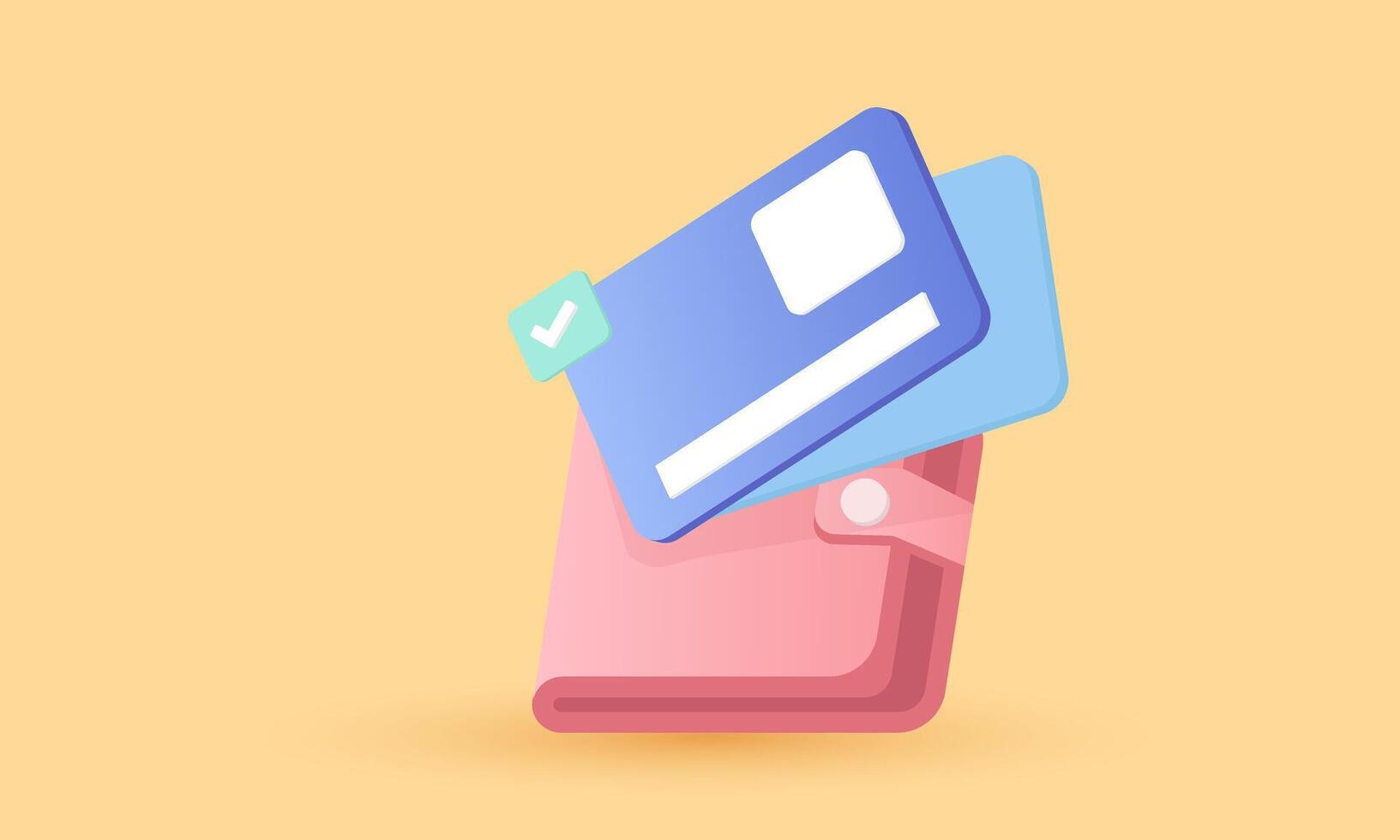 3d realistic credit card banknotes cartoon style design vector