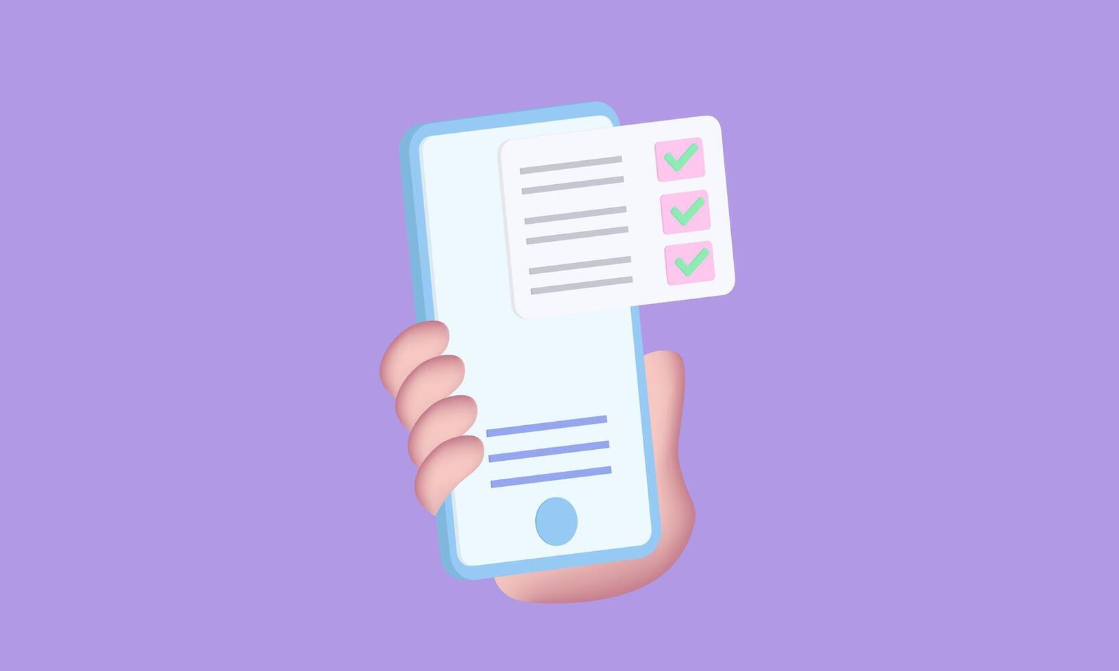 3d realistic task management todo check list cartoon style design vector