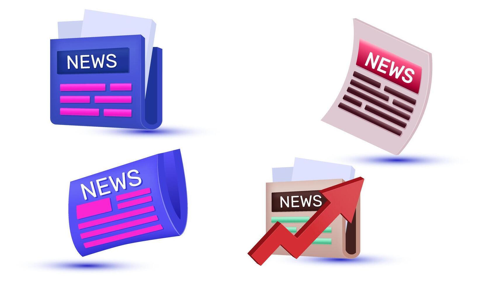 3d realistic set collection icon world news design vector