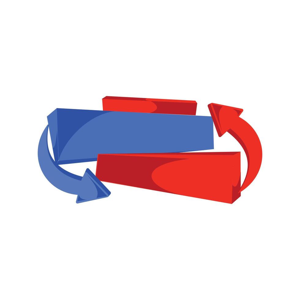 Red and blue arrows isolated on white background. Flat banner illustration design element. Frame Banner for your Brochure, flyer etc vector