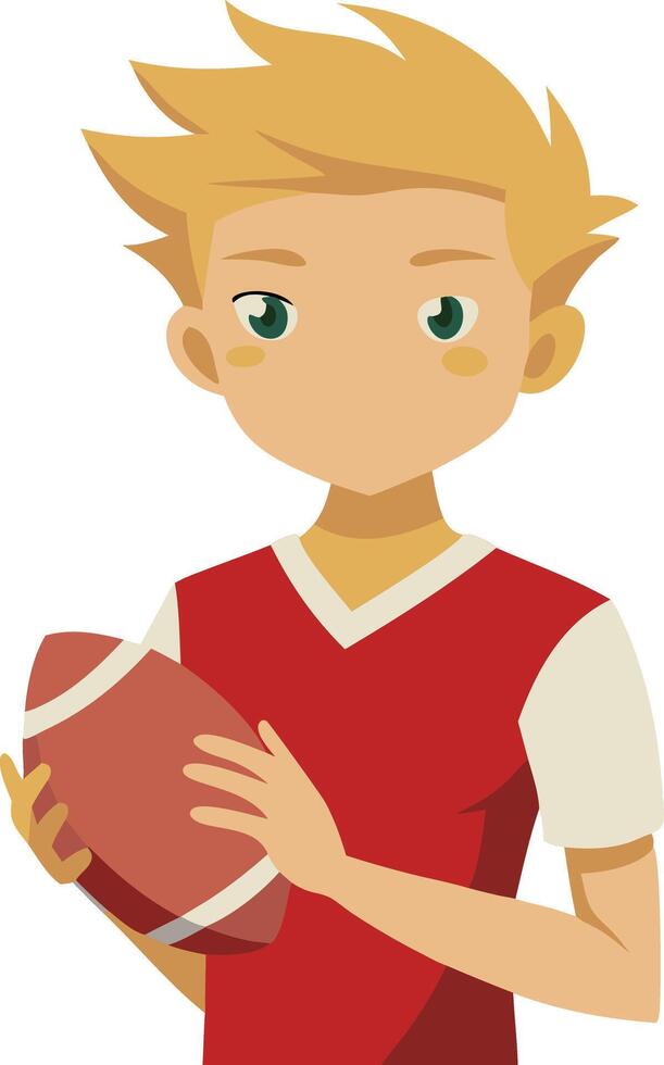Illustration of a boy holding a football in a red jersey vector