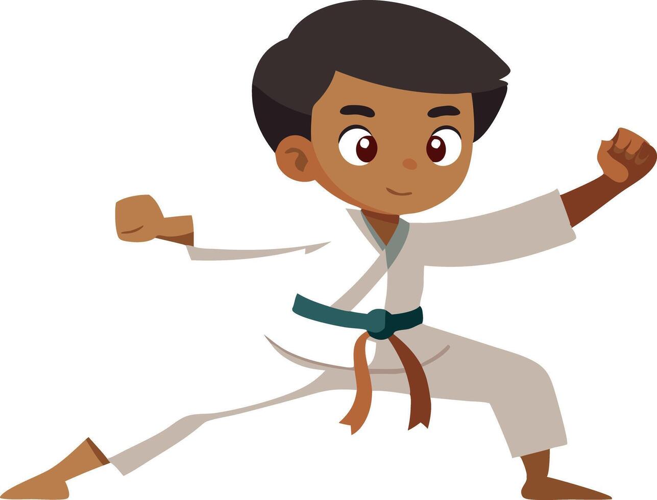 Young boy practicing martial arts in a karate pose vector