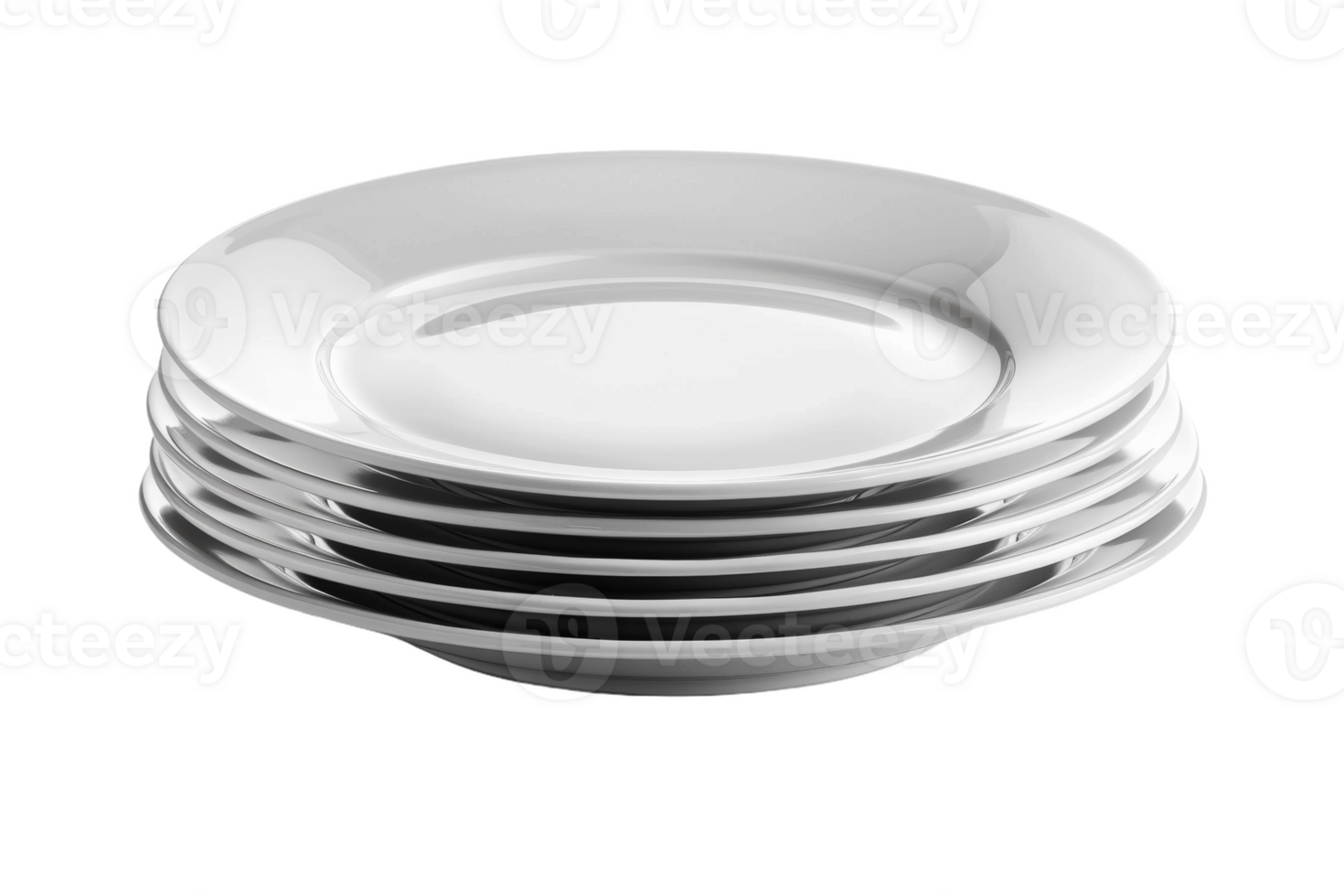 Stack of White Ceramic Dinner Plates png