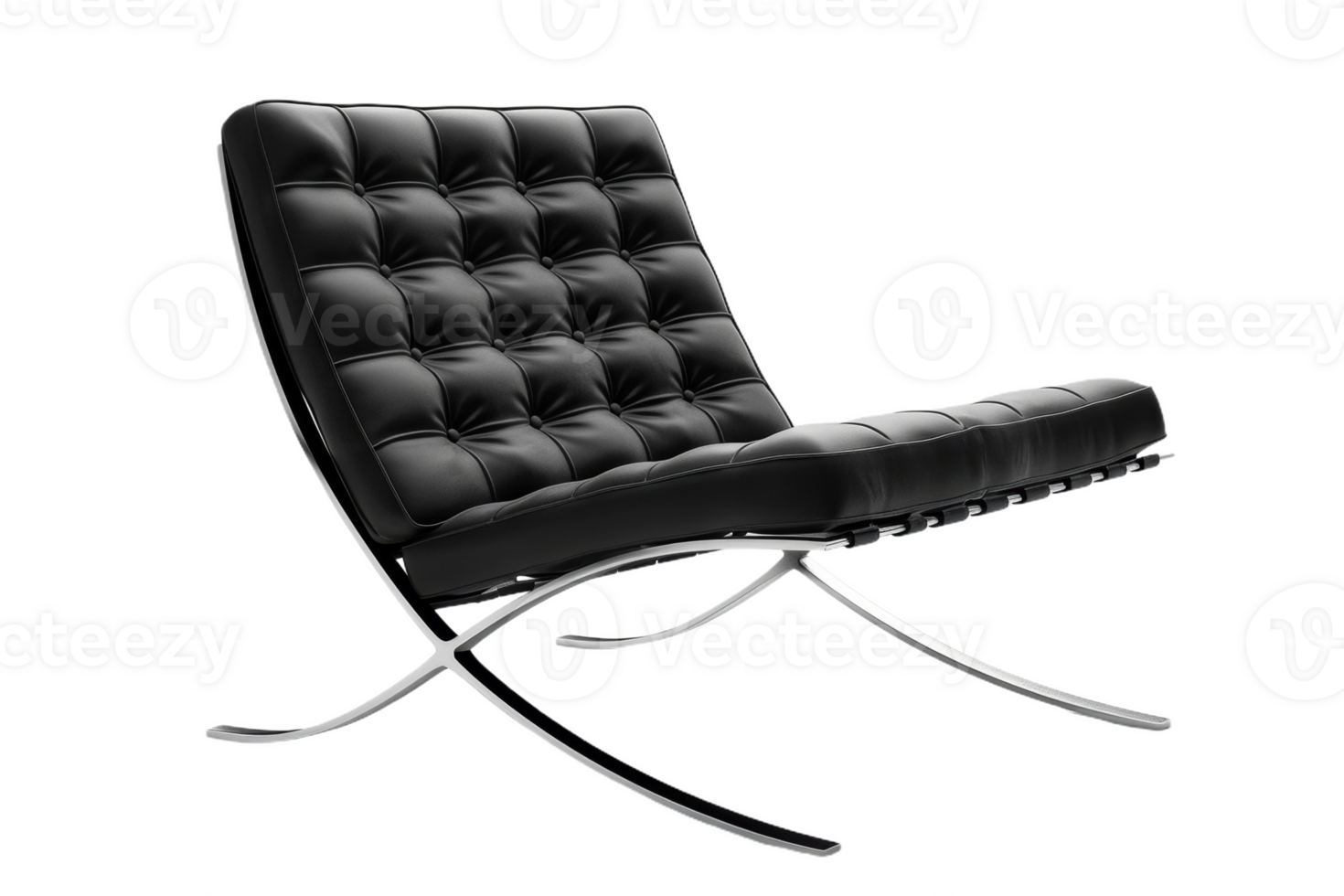 Black Leather Lounge Chair With Chrome Frame png