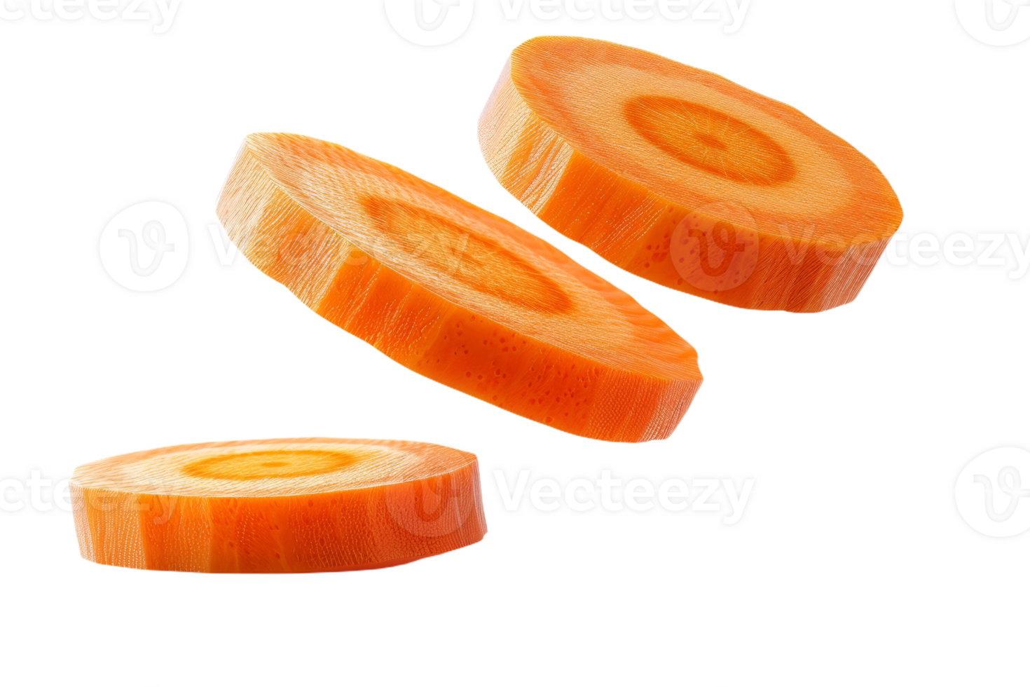 Carrot Slices Floating Against png