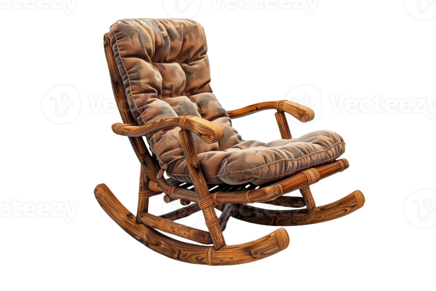 Wooden Rocking Chair With Cushion png