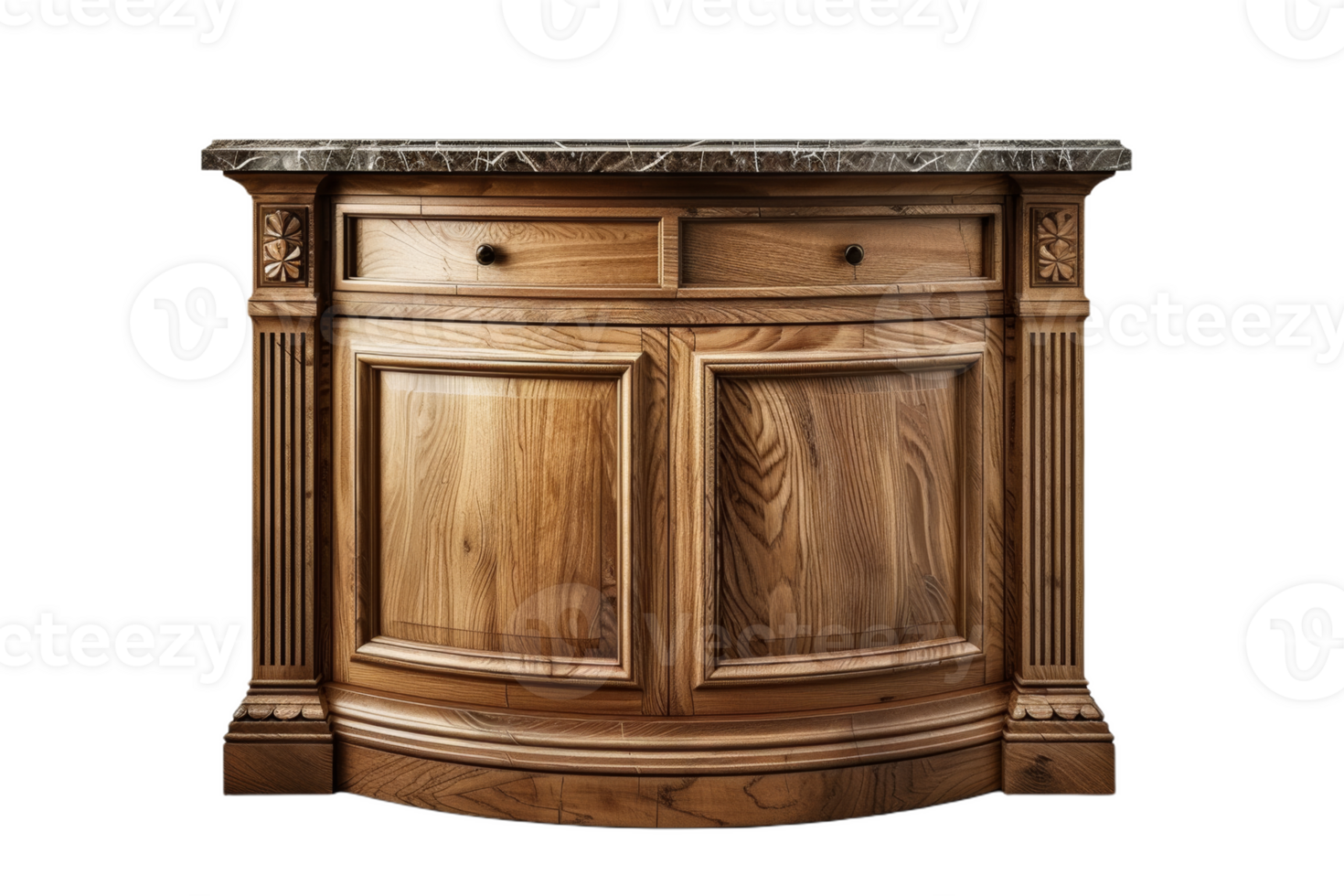 Elegant Wooden Buffet With Marble Top png