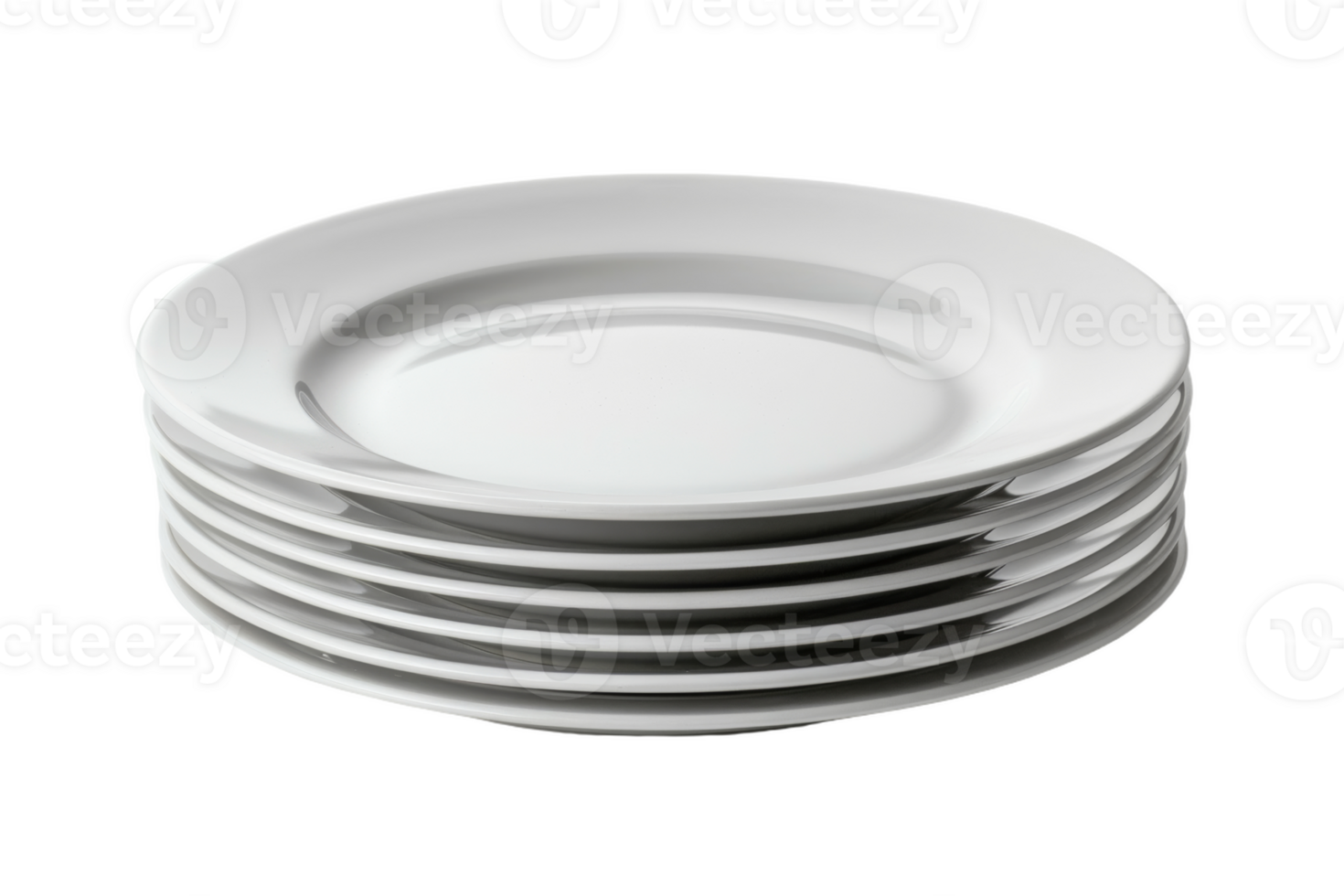 Stack of White Ceramic Dinner Plates png