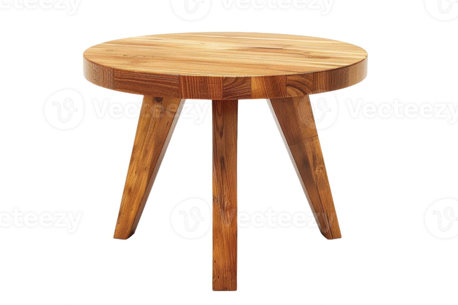 Round Wooden Side Table With Three Legs png