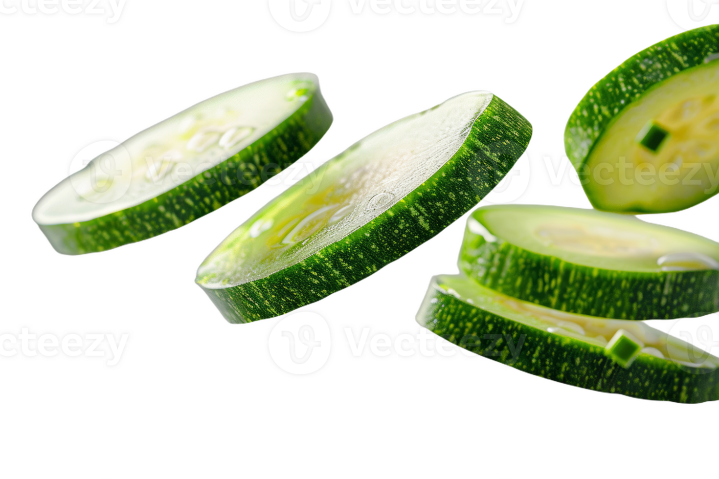 Fresh Zucchini Slices Suspended in Air png