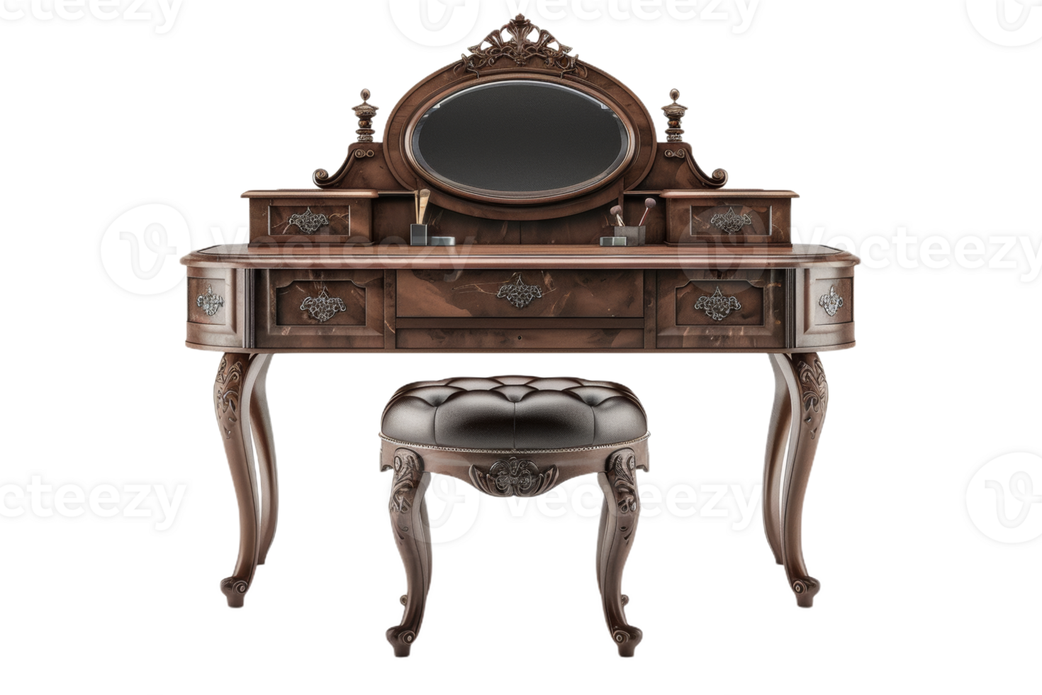 Elegant Vanity Table With Stool png