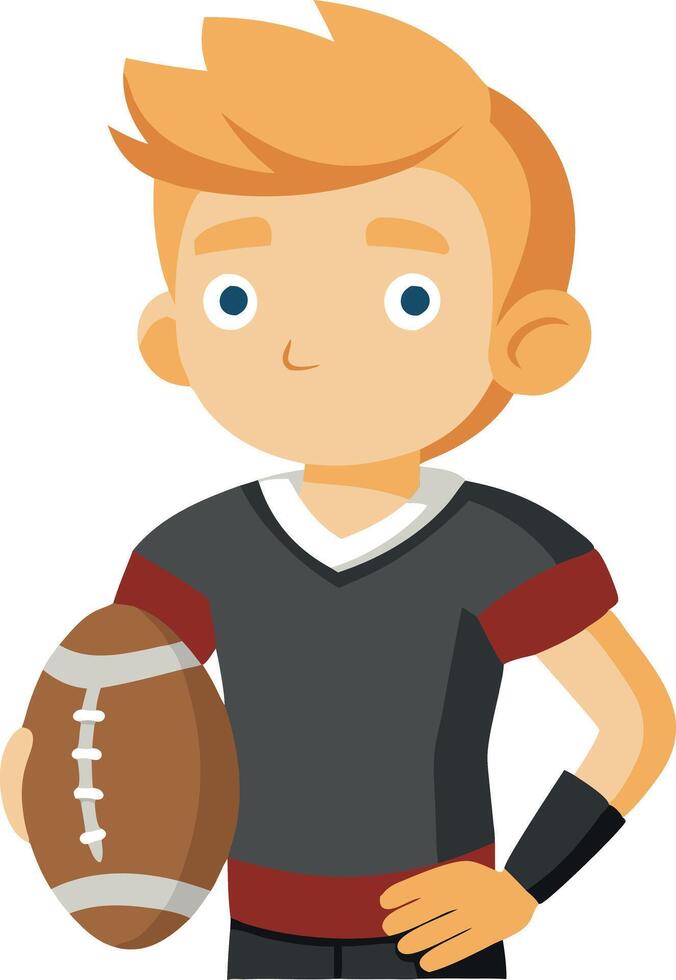Cartoon illustration of a boy holding a football in sports uniform vector