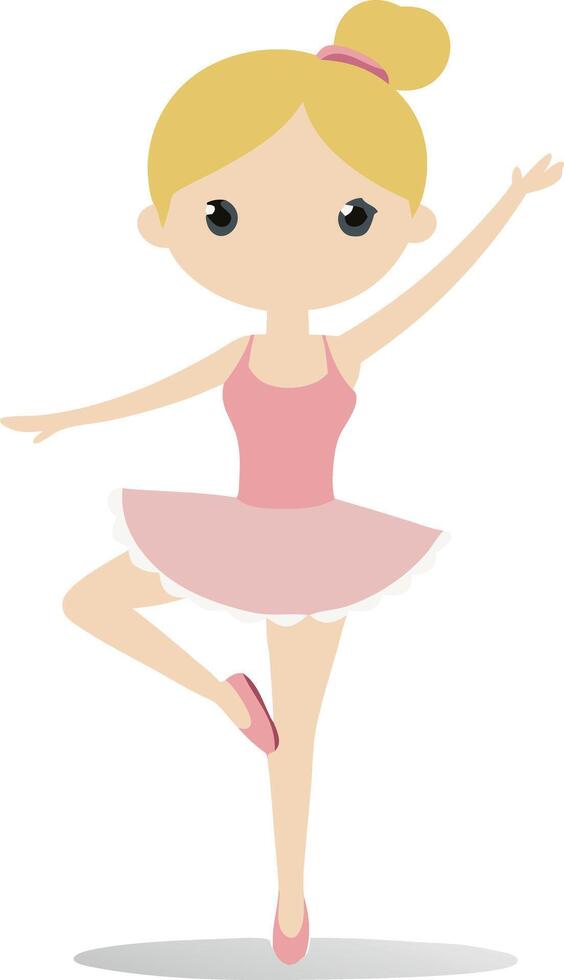 Cute ballerina in pink tutu performing ballet dance on white background vector