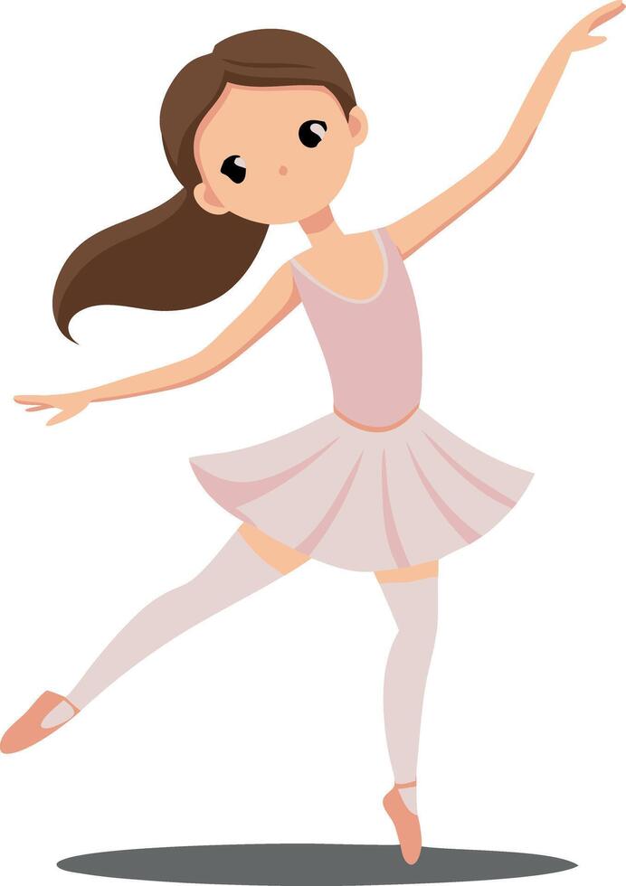 Adorable young ballerina dancing gracefully in pink ballet outfit on white background vector