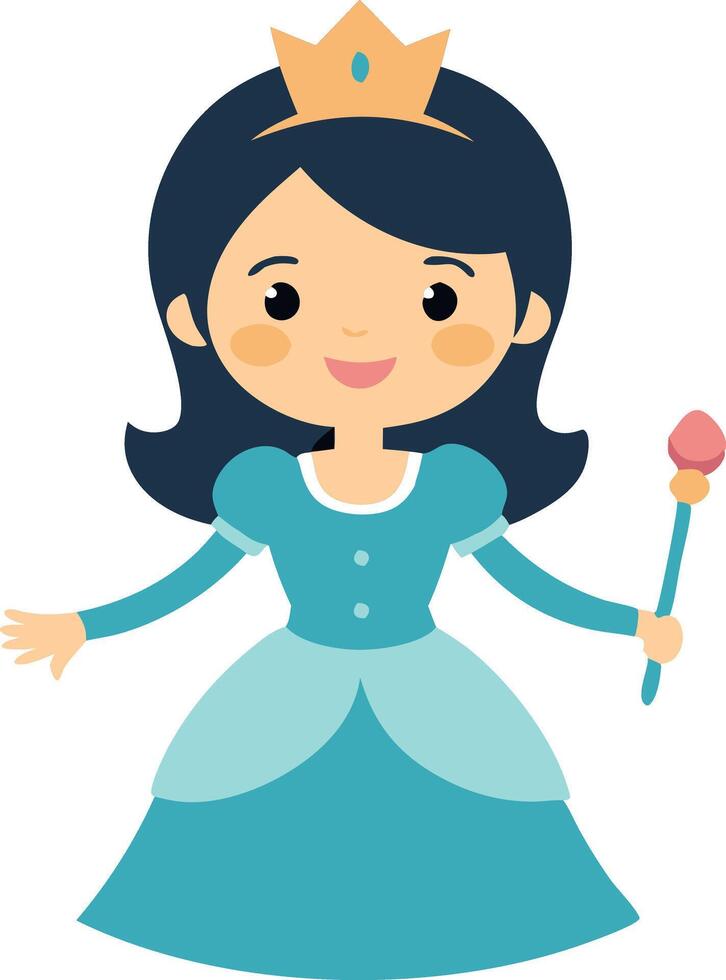 A cartoon princess is holding a wand and smiling vector