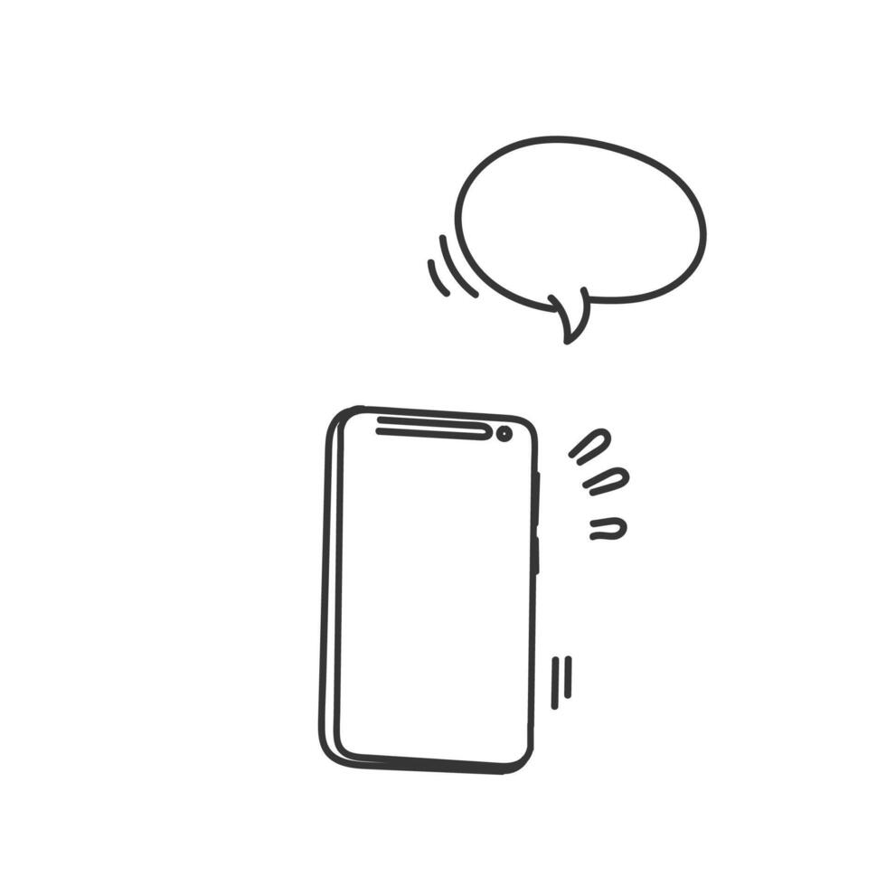hand drawn doodle mobile phone white blank mock up vector